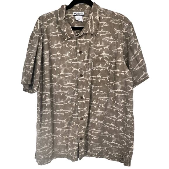 Columbia Men's Casual Button Down Shirt - Brown and White - Picture 1 of 6